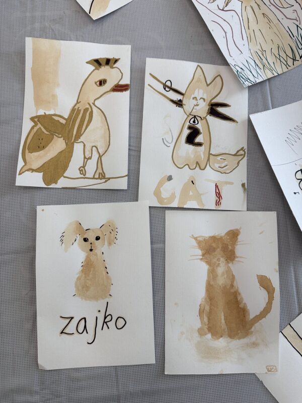 maľba čiernym čajom môže poslúžiť aj na návrh a tlač grafiky